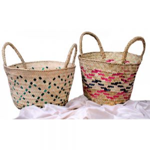 سبد حصیری دسته دار بزرگ