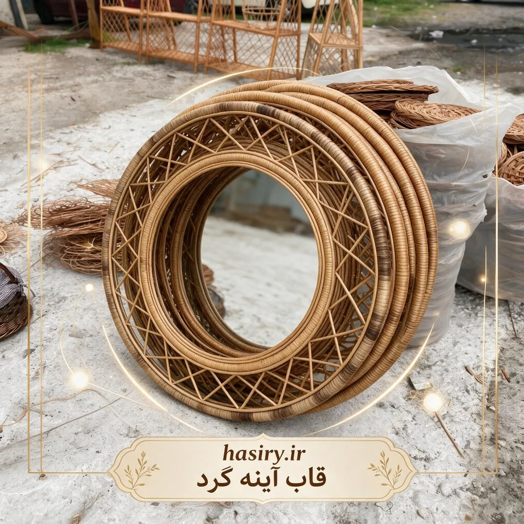قاب آینه گرد حصیری